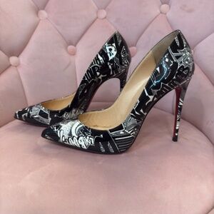 Christian Louboutin Red Bottoms Graffiti Pigalle Patent Leather 36